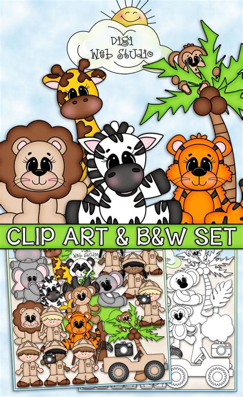 the clip art and b & w set includes animals