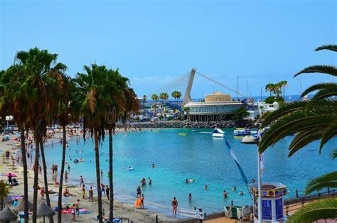 Tenerife,Canary Islands,Spain - August 3, 2018. View of Playa La Pinta in Puerto Colon Editorial ...