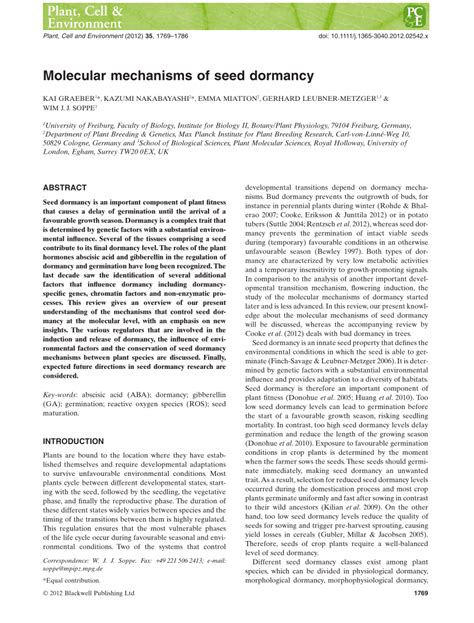 (PDF) Molecular mechanisms of seed dormancy