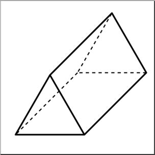 Clip Art: 3D Solids: Triangular Prism B&W I abcteach.com