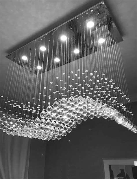 Raindrop Rectangular Wave Modern Crystal Chandelier Dining Light Fixture MC11830 | MNG Lighting ...