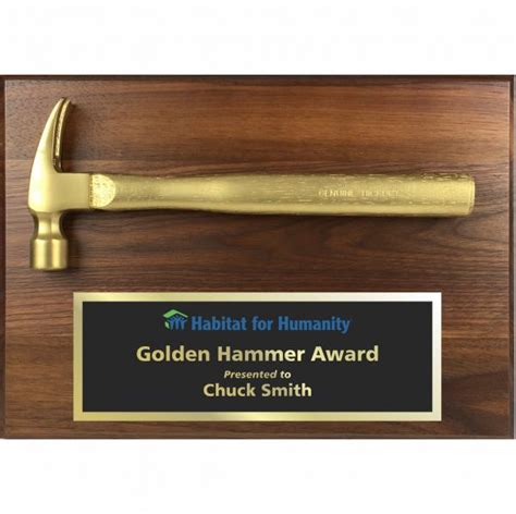 SP305. 14 x 11 WALNUT GOLDEN HAMMER PLAQUE