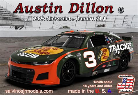 Austin Dillon 2023 NASCAR Chevrolet Camaro ZL1 Race Car (Bass Pro Shops Primary) 1/24 Salvinos JR