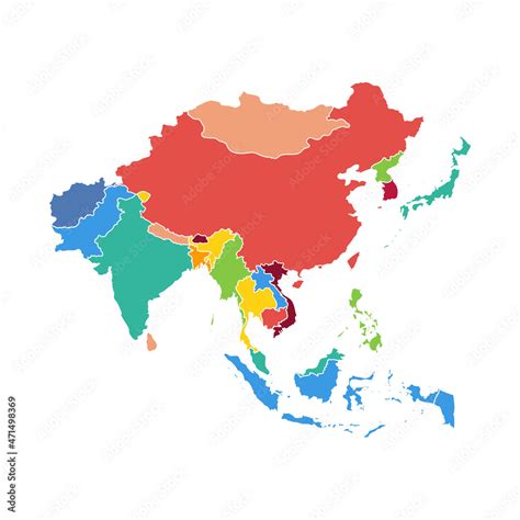 Asia vector map southeast country, Asian east continent icon silhouette china malaysia japan ...