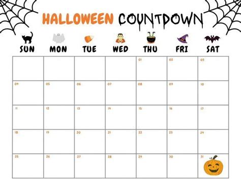 Halloween Printable Calendar - Printable Word Searches