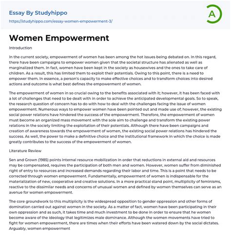 Women Empowerment Essay Example | StudyHippo.com