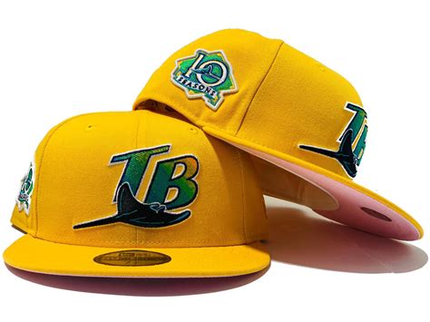 TAMPA BAY DEVIL RAYS 10TH SEASON YELLOW PINK BRIM NEW ERA FITTED HAT ...