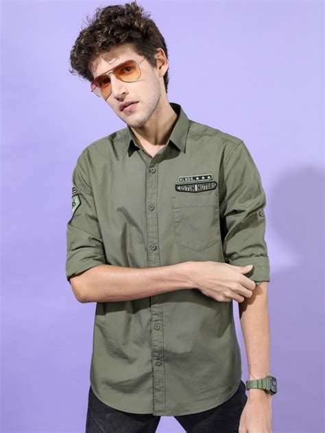 Buy Highlander Olive Slim Fit Solid Casual Shirt for Men Online at Rs.549 - Ketch