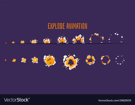 Explode effect burst sprites Royalty Free Vector Image