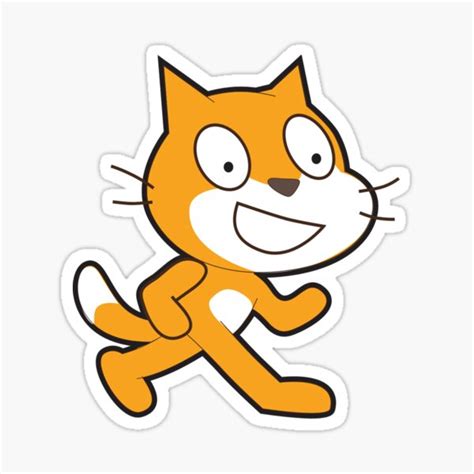 "Scratch Programming Language Official Mascot Cat T-Shirt" Sticker for ...