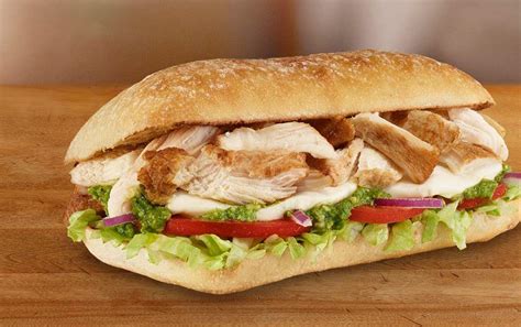 Subway 6" Chicken Pesto Ciabatta Sandwich with Fresh Mozzarella ...