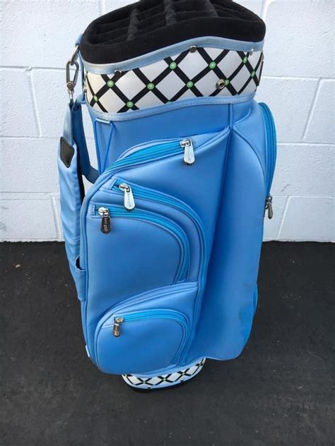 KERI GOLF CART GOLF BAG~14 WAY DIVIDER~LT BLUE/ CHECKERS~VERY GOOD ...