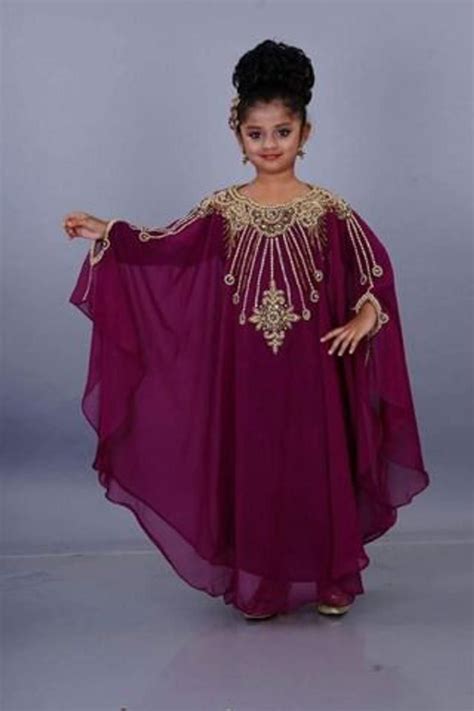 Niños Maroon Handwork Kaftan vestido para fiesta Boda Marroquí Caftan ...