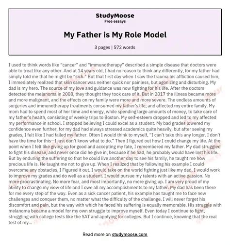 My Father is My Role Model Free Essay Example