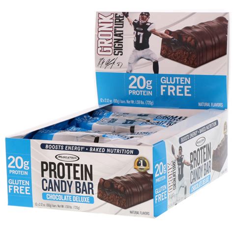 Muscletech, Protein Candy Bar, Chocolate Deluxe, 12 Bars, 2.12 oz (60 g ...