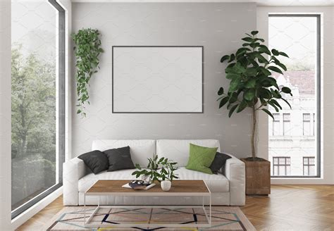 Interior mockup - artwork background | Living room poster, Lounge interiors, White walls living room