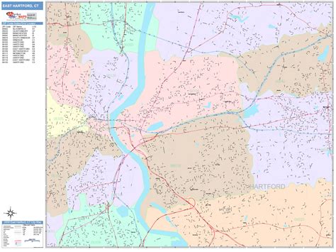 East Hartford Connecticut Wall Map (Color Cast Style) by MarketMAPS