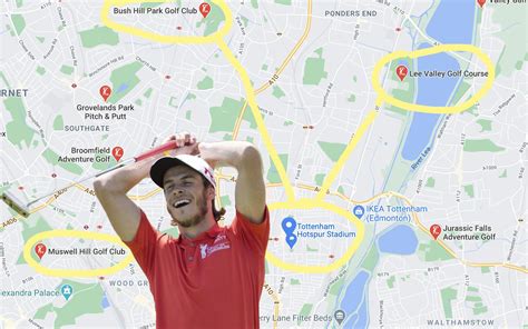 Helpful map of North London golf courses near Tottenham Hotspur Stadium ...