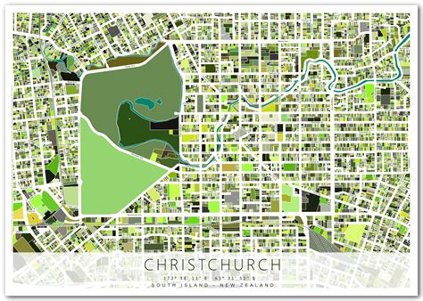 Christchurch New Zealand Modern Map | Christchurch, Modern map, Map