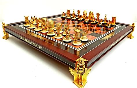 Rare MINT - The King Tutankhamun Egyptian Chess Set - Heavy 24 carat ...