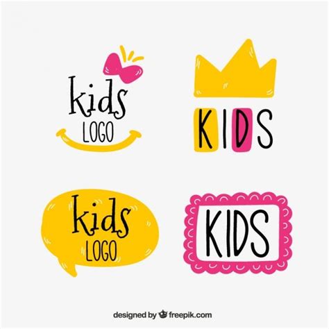 Yellow and pink kids logos Free Vector | Free Vector #Freepik #freevector #freelogo # ...