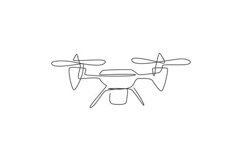 One single line drawing of flying drone airplane, unmanned plane vector graphic illustration ...