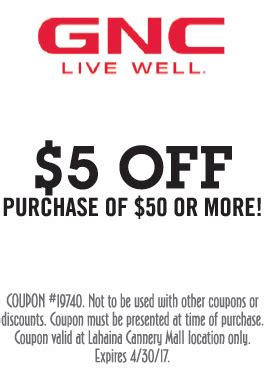 GNC Live Well Maui Discount Coupon - Maui Leisure Guide