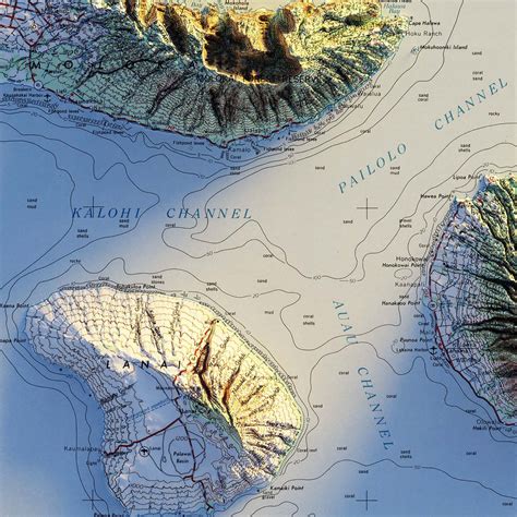 Vintage Maui Relief Map (1961) | Maui Elevation Map | Muir Way