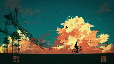 1920x1080px, 1080P Free download | Art, Clouds, Silhouette, Bicycle, Cyclist HD wallpaper | Pxfuel