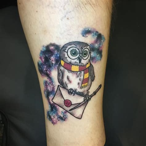 So excited I got to tattoo this little custom Potter owl!🦉 💖#literaryink #harrypottertattoo # ...