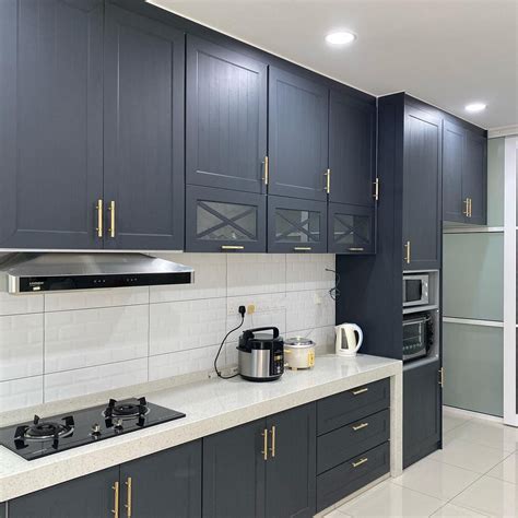 Elegant dark grey aluminium kitchen cabinet | Aluminium kitchen ...