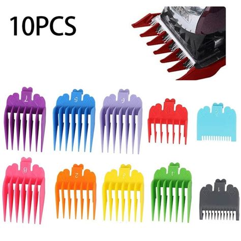 Professional Hair Clipper Guards Guides 10 Color Coded Cutting Guides, Combs Replacement Guards ...