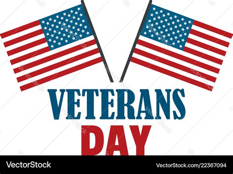 Usa flag veterans day logo flat style Royalty Free Vector