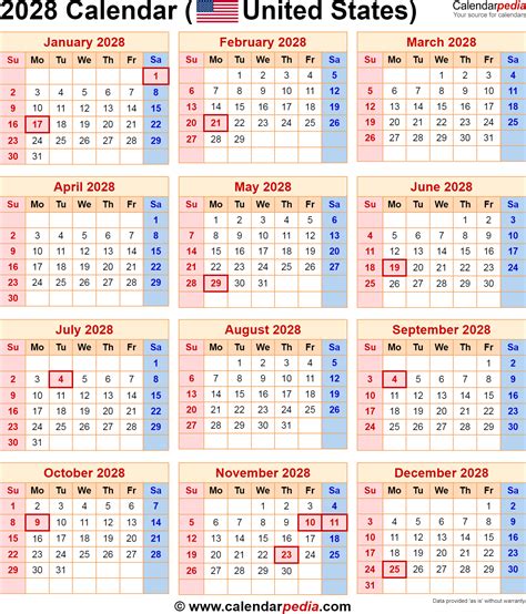 2028 Calendar With Holidays