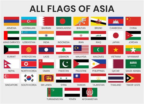 Set of Flags of Asian Countries 1040263 Vector Art at Vecteezy