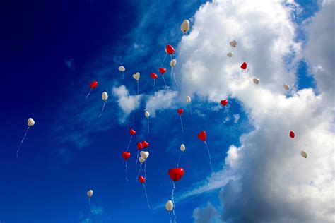 Heart Shape Balloons In Sky, HD Love, 4k Wallpapers, Images ...