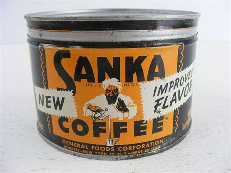 A vintage sanka Coffee can tin in the one pound size. - Antique Mystique