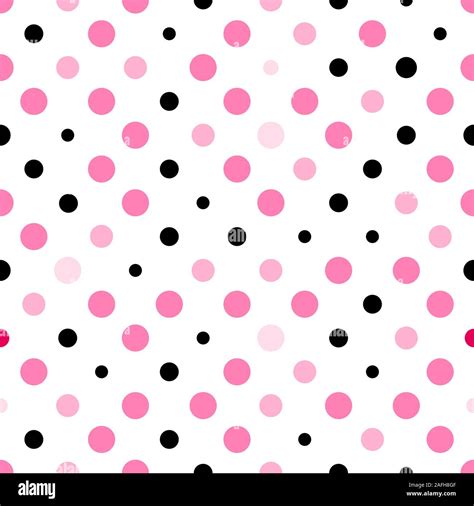 Seamless polka dot texture. Pink and black on white. Retro polka dots vector Stock Vector Image ...