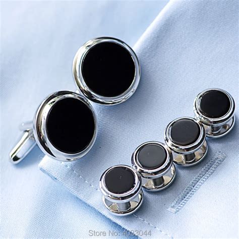 OnlyArt formal men 6pcs black onyx tuxedo cufflinks set cuff links stud ...