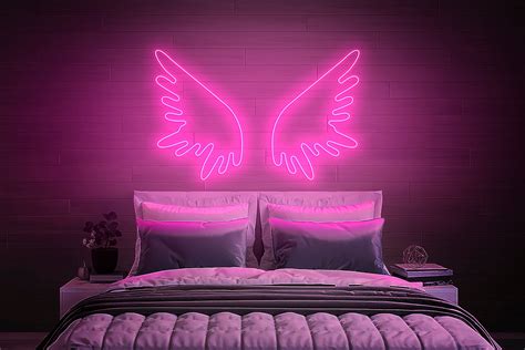 Angel wings neon angel wings led sign angel wings wall decor neon sign wings neon sign bedroom ...