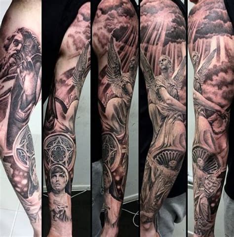 75 Religious Sleeve Tattoos For Men - Divine Spirit Designs