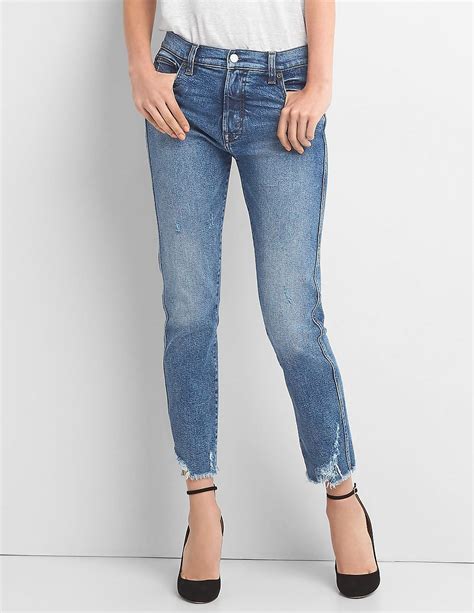 Buy GAP Women Blue High Rise Slim Straight Jeans In Distressed - NNNOW.com