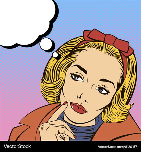 Woman thinking pretty girl doubts pop art Vector Image