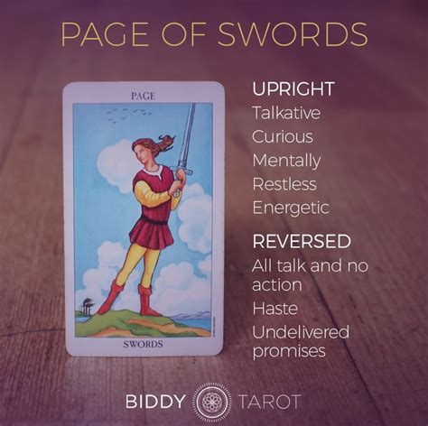 Page of Swords Tarot Card Meanings | Biddy Tarot | Swords tarot, Tarot cards for beginners ...