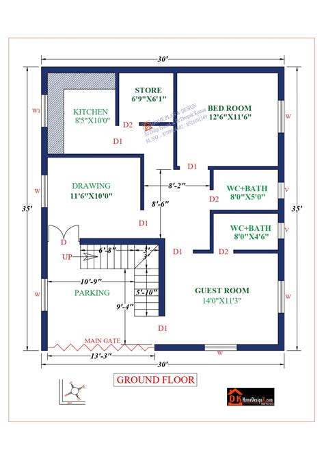 30X35 Affordable House Design - DK Home DesignX