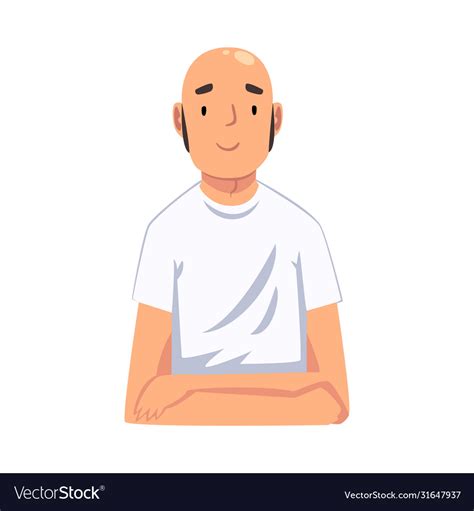 Bald man sitting and looking at us cartoon Vector Image