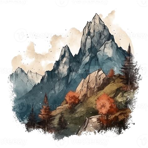 Watercolor painting of mountains 22728014 PNG
