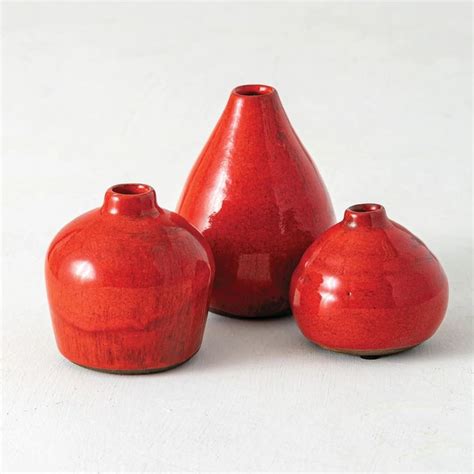 Red Gloss Bud Vase Set of 3 | Bud vases, Red ceramic vase, Vase set