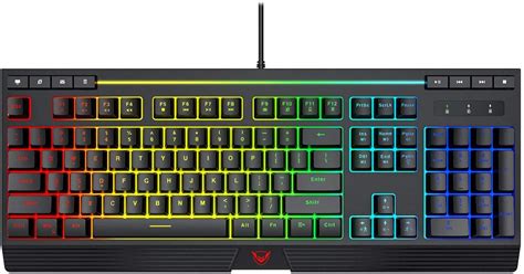 PICTEK RGB Gaming Keyboard, 8 Individual Multimedia Keys, Wired Adjustable Backlight Keyboard ...