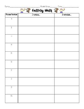 Gallery Walk Graphic Organizer by Sydney Chiera | TpT